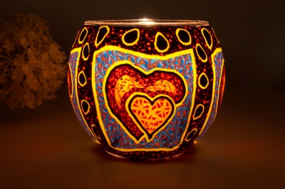 Leuchtglas 21309 Ø11cm Hearts - Herzen – Romantisches Licht mit Herzmotiv Unikat in Serie - 1