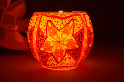 Leuchtglas 21311 Ø11cm Red Star– Roter Stern & warmes Licht Unikat in Serie - 1