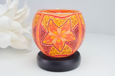 Leuchtglas als Lampe 311 Red Star Ø11cm Dekoration Teelicht Windlicht Kerzenfarm Kerze - 0