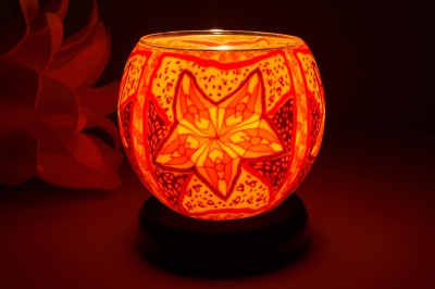 Leuchtglas als Lampe 311 Red Star Ø11cm Dekoration Teelicht Windlicht Kerzenfarm Kerze - 1
