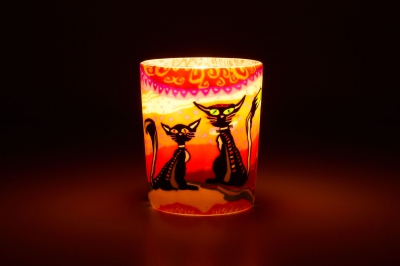Leuchtglas für Teelicht 116 Two Cats Ø5,8cm Deko Teelichtleuchte Windlichthalter Lampe - 1