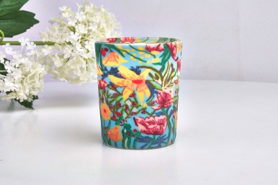 Leuchtglas für Teelicht 412 Tropical Flowers Ø5,8cm Deko Teelichtleuchte Windlichthalter Lampe - 0