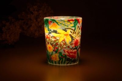 Leuchtglas für Teelicht 412 Tropical Flowers Ø5,8cm Deko Teelichtleuchte Windlichthalter Lampe - 1