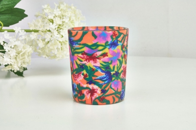 Leuchtglas für Teelicht 413 Summer Flowers Ø5,8cm Deko Teelichtleuchte Windlichthalter Lampe - 0