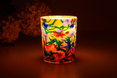 Leuchtglas für Teelicht 413 Summer Flowers Ø5,8cm Deko Teelichtleuchte Windlichthalter Lampe - 1