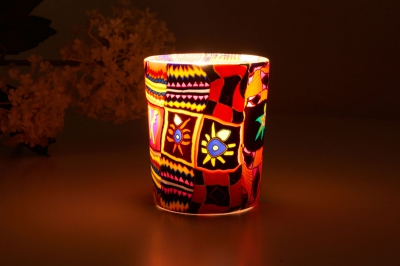 Leuchtglas für Teelicht 501 Ethno Ø5,8cm Deko Teelichtleuchte Windlichthalter Lampe - 1