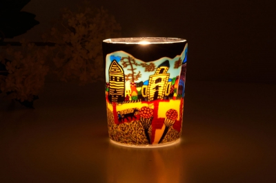 Leuchtglas für Teelicht 601 Sunday Ø5,8cm Deko Teelichtleuchte Windlichthalter Lampe - 1