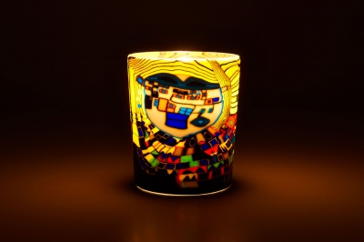 Leuchtglas für Teelicht 605 Modern Art yellow Ø5,8cm Teelichtleuchte Windlichthalter - 1