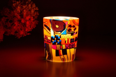 Leuchtglas für Teelicht 606 Modern Art red Ø5,8cm Teelichtleuchte Windlichthalter - 1