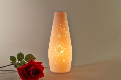 Tischlampe Pusteblume Tischleuchte Porzellan Dekolicht Durchbrüche, Kegelform Ø12,5cm - 1