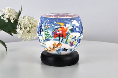 Leuchtglas Lampe 815 Schlittenfahrt Ø11cm Dekoleuchte Windlicht Kerzenfarm - 0