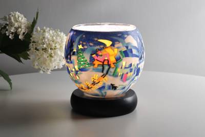 Leuchtglas Lampe 815 Schlittenfahrt Ø11cm Dekoleuchte Windlicht Kerzenfarm - 1