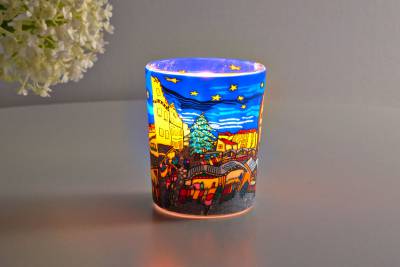 Leuchtglas für Teelicht 804 Christmas Market Ø5,8cm Teelichtleuchte Windlichthalter - 1