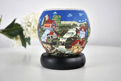 Leuchtglas Lampe 604 American Village Ø11cm Dekoleuchte Windlicht Kerzenfarm - 0