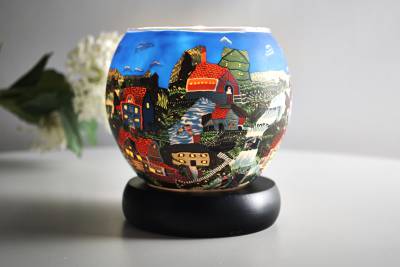 Leuchtglas Lampe 604 American Village Ø11cm Dekoleuchte Windlicht Kerzenfarm - 1