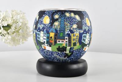 Leuchtglas Lampe 607 Paris Eifelturm Ø11cm Dekoleuchte Windlicht Kerzenfarm - 0