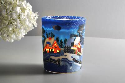 Leuchtglas für Teelicht 821 Winternight in Canada Ø5,8cm Teelichtleuchte Windlichthalter - 1