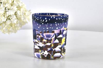 Leuchtglas für Teelicht 822 Snowy Town by Night Ø5,8cm Teelichtleuchte Windlichthalter - 0