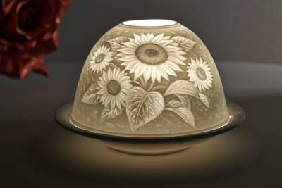 Kerzenfarm Dome Light Nr. 30007 Sonnenblume - Teelicht Windlicht Dekoration Porzellanteelicht - 0