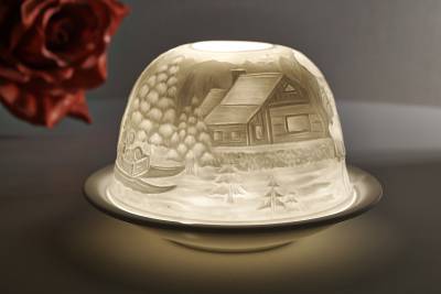 Kerzenfarm Dome Light Nr. 30032 Teddybär - Teelicht Windlicht Dekoration Porzellanteelicht - 1