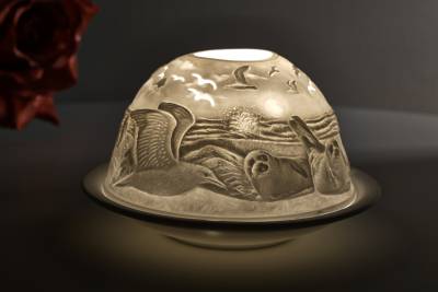 Kerzenfarm Dome Light, Nr. 30158 Strandleben - Teelicht Windlicht Dekoration Porzellanteelicht - 0