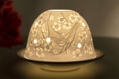 Kerzenfarm Dome Light Nr. 32001 Frühlingsboten - Teelicht Windlicht Dekoration Porzellanteelicht - 0