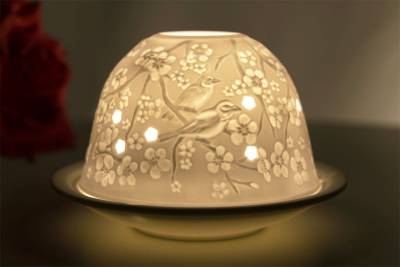 Kerzenfarm Dome Light Nr. 32001 Frühlingsboten - Teelicht Windlicht Dekoration Porzellanteelicht - 1