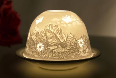 Kerzenfarm Hahn Dome Light, Nr. 32004 Sommerwiese - Teelicht Windlicht Dekoration Porzellanteelicht - 1