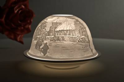 Kerzenfarm Hahn Dome Light Nr. 32008 Christmesse - Teelicht Windlicht Dekoration Porzellanteelicht - 0