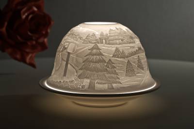 Kerzenfarm Hahn Dome Light Nr. 32015 Winter - Teelicht Windlicht Dekoration Porzellanteelicht - 1