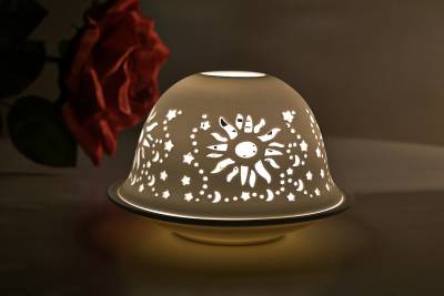 Kerzenfarm Hahn Dome Light Nr. 32018 Sonne - Teelicht Windlicht Dekoration Porzellanteelicht - 0