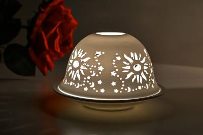 Kerzenfarm Hahn Dome Light Nr. 32018 Sonne - Teelicht Windlicht Dekoration Porzellanteelicht - 1