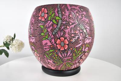 Leuchtglas XXL Lampe elektrisch 414 Sweet William Ø30cm Dekoration Windlicht Kerzenfarm - 0