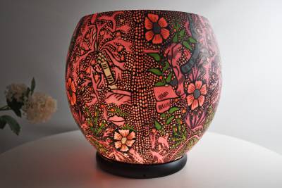 Leuchtglas XXL Lampe elektrisch 414 Sweet William Ø30cm Dekoration Windlicht Kerzenfarm - 1