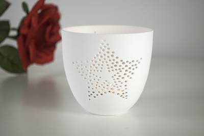 Porzellan-Becher Stern, Teelichthalter Windlicht Lichterzauber Tealight Cups - 0