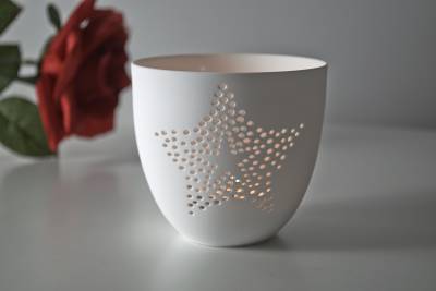 Porzellan-Becher Stern, Teelichthalter Windlicht Lichterzauber Tealight Cups - 1