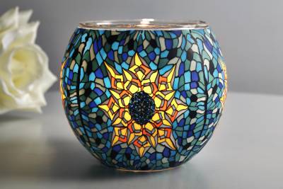 Leuchtglas 21307 Tiffany star Ø11cm sternmosaik im klassischem Tiffany Style Unikat in Serie - 1