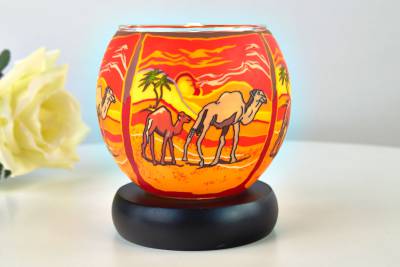 Leuchtglas als Lampe 21119 Dromedare, Ø11cm Dekoration Teelicht Windlicht Kerzenfarm Kerze - 0