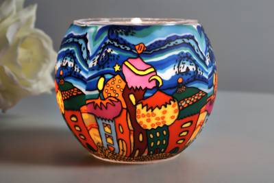 Leuchtglas 21638 Zwiebeltürme Ø11cm Orientalische Stadt Handgefertigte Modellierkunst Unikat in Serie - 1