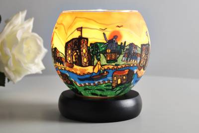 Leuchtglas Lampe Kerzenfarm 21633 British Village 11cm Windlicht Dekoleuchte - 1