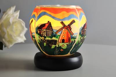 Leuchtglas Lampe Kerzenfarm 21636 Springtime Ø11cm Windlicht Teelicht Dekoleuchte - 1