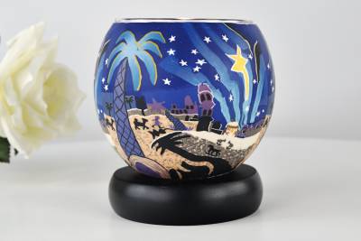 Leuchtglas Lampe Kerzenfarm 21823 Bethlehem Krippe Ø11cm Windlicht Dekoleuchte - 0