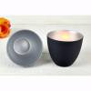 Becher für Teelichter, schwarz/ silber, Windlichthalter, Teelichthalter, Glas für Teelicht