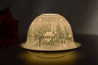 Kerzenfarm Hahn Dome Light 32035 Kapelle Winter Teelicht Windlicht Porzellanteelicht