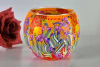 Leuchtglas 21403 Lilien 11cm Blütentraum Farbenspiel aus Gelb, Grün, Rot & Lila Unikat in Serie