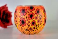 Leuchtglas 21418 Mohnblumen im Sonnenlicht Handgefertigtes Teelicht - Unikat in Serie