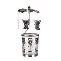 Glas-Karussell Windlicht „Himmlischer Engel“ 1 in Silber