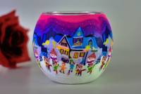Leuchtglas 21833 Winterhouse Kids 11cm Leuchtglas Nordlicht & Kinder im Schnee Unikat in Serie