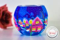 Leuchtglas 21832 Winterdorf bei Nacht 11cm MIT 30mm Bohrung Tauschglas Ersatzglas