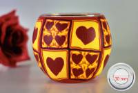 Leuchtglas 21310 Hearts, rote Herzen 11cm MIT 30mm Bohrung Tauschglas Ersatzglas